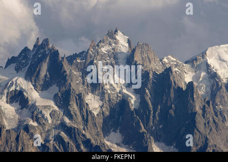 Aiguille du Plan, Abendlicht, gesehen vom Lac Blanc, in der Nähe von Chamonix, Frankreich Stockfoto