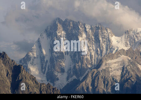 Grandes Jorasses, Nordwand, Abendlicht, gesehen vom Lac Blanc, in der Nähe von Chamonix, Frankreich Stockfoto