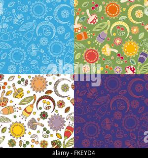 Bunte fröhliche Muster mit Pilzen Stock Vektor