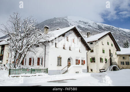 Bever, Schweiz eine Gemeinde im Bezirk Maloja des Schweizer Kantons Graubünden. Stockfoto