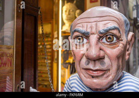 Kopf-Picasso shop El Ingenio, Barcelona. Stockfoto