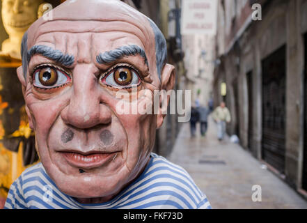 Kopf-Picasso shop El Ingenio, Barcelona. Stockfoto