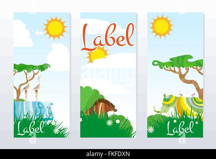 Afrikanische Tiere Karten Stock Vektor