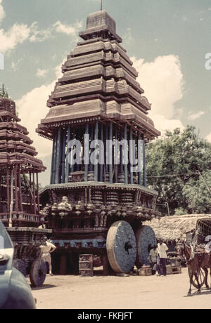 Tempelwagen in Tirukalukundram Ratha in Tirukalikundram, 1962,1960 Stockfoto