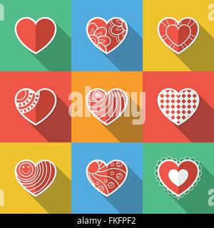 Satz von Flaches Herz Symbole Stock Vektor