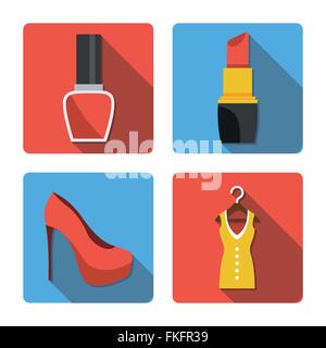 Vier verschiedene Symbole in einem flachen Stil Stock Vektor