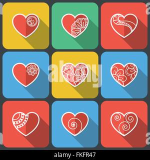 Satz von Flaches Herz Symbole Stock Vektor