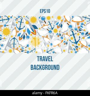 Hintergrund der Symbole der Reise- und Wetterinformationen Stock Vektor