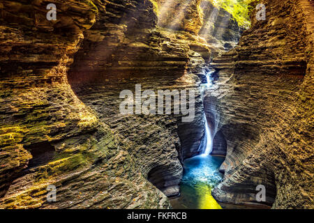 Watkins Glen State Park-Wasserfall-Canyon in Upstate New York Stockfoto