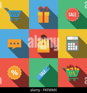 Satz von Symbolen in einem flachen Stil Stock Vektor