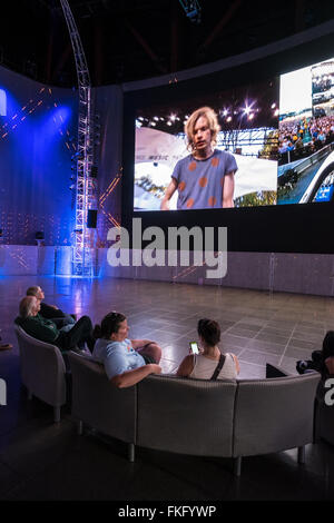 Das EMP-Museum ist eine Non-Profit-Museum widmet sich zeitgenössischen populären Kultur, befindet sich in Seattle, Washington. Stockfoto