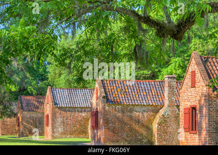 Erhaltene Plantage Slave Ferienhäuser in Charleston, South Carolina, USA. Stockfoto