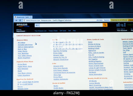 Sankt-PETERSBURG, Russland-20. Dezember 2015: Homepage der Online-e-Commerce-Markt Amazon.com - der größte Online-Verkäufer Stockfoto