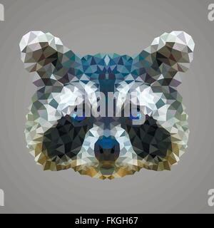 Waschbär-low-Poly-Porträt Stock Vektor