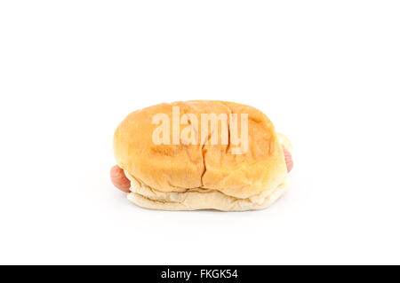 Wurstbrot, Bäckerei im amerikanischen Stil isoliert auf weißem Hintergrund. Stockfoto