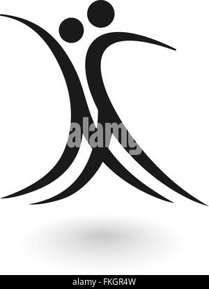 Stilisierte Logo mit einem tanzenden männliche und weibliche Figur Stock Vektor