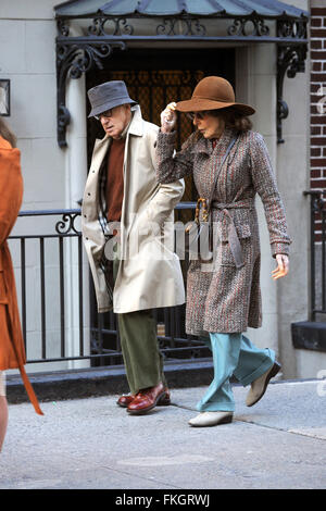 New York City. 7. März 2016. Woody Allen und Elaine May gelten die Dreharbeiten zu "The Woody Allen Amazon Project" bei 70. St und Lexington Avenue am 7. März 2016 in New York City. / Bild Allianz © Dpa/Alamy Live-Nachrichten Stockfoto