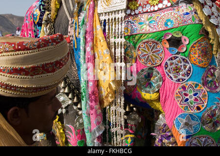 Während der Elefant Festival während Holi, hinduistische Feier in Jaipur, Rajasthan, Indien, Asien. Stockfoto