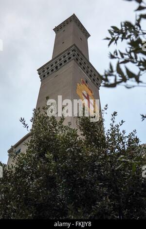 Italien: Der Leuchtturm, Wahrzeichen von Genua. Foto vom 13. Februar 2016. Stockfoto