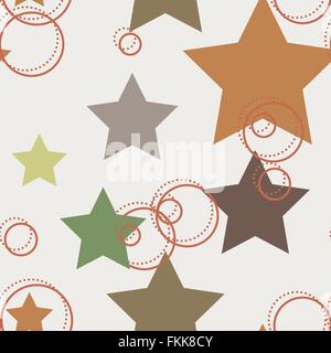 Nahtlose Vektormuster von bunten Kreisen und Sterne Stock Vektor