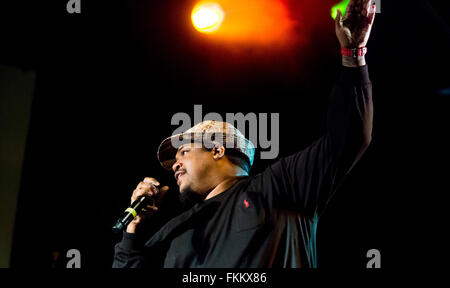 Trugoy the Dove (David Jolicoeur) tritt mit De La Soul auf dem Brisfest, Ashton Court Estate, Bristol. 23. September 2012 Stockfoto