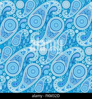 Komplizierte blau Paisley nahtlose Muster Stock Vektor