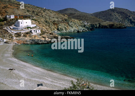 Griechenland, Kykladen, Folegandros, Agios Nikolaos Strand Stockfoto