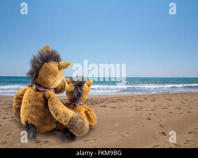 zwei Pferde am Strand Stockfoto