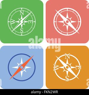 Vektor-Icons zeigt vier verschiedene Kompasse Stock Vektor