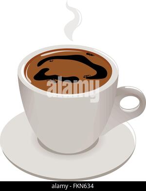 Eine Tasse griechischer oder türkischer Kaffee. Espresso-Kaffee am Morgen in traditioneller weißer Tasse. Vektorabbildung Stock Vektor