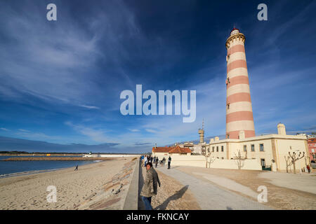 Leuchtturm von Gafanha da Nazaré, Aveiro, Portugal, Europa Stockfoto