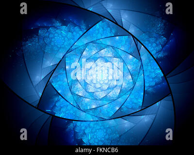 Blau leuchtende Lazysusan förmigen Raum Mandala, computergenerierten abstrakten Hintergrund Stockfoto
