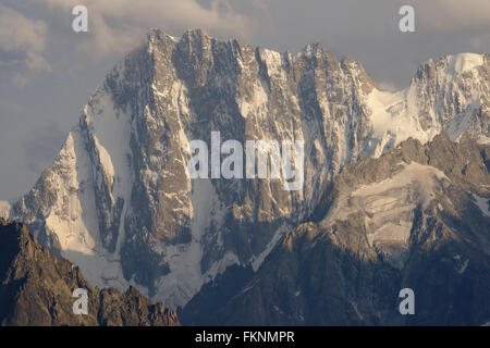 Grandes Jorasses Abend Licht, gesehen vom Lac Blanc, Frankreich Stockfoto