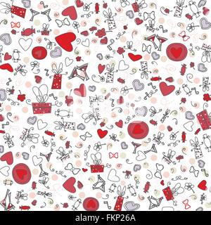 Liebe Valentinstag Doodle Symbole-Illustration Vektor Stock Vektor