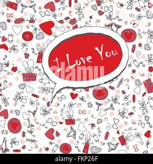 Liebe Valentinstag Doodle Symbole-Illustration Vektor Stock Vektor