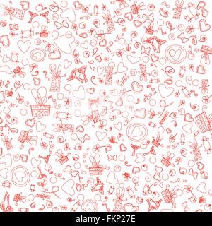 Liebe Valentinstag Doodle Symbole-Illustration Vektor Stock Vektor