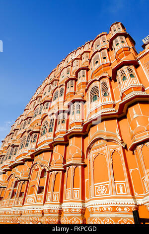 Hawa Mahal Palast (Palast der Winde) in Jaipur, Rajasthan, Indien. Rajasthan Indien Wahrzeichen. Stockfoto