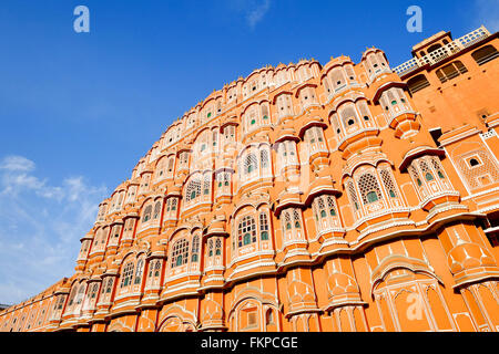 Hawa Mahal Palast (Palast der Winde) in Jaipur, Rajasthan, Indien. Rajasthan Indien Wahrzeichen. Stockfoto