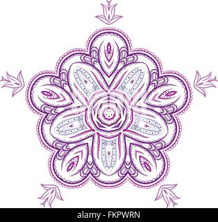 Vektor monochrome Blume Mandala auf einem kontrastierenden Hintergrund. Große Schneeflocke Stock Vektor