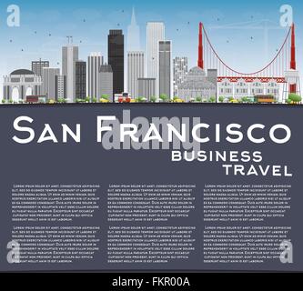 San Francisco Skyline mit grauen Gebäuden und blauer Himmel. Vektor-Illustration. Geschäftsreisen und Tourismus-Konzept mit Textfreiraum Stock Vektor