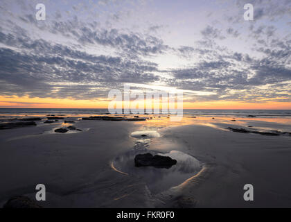 Sonnenuntergang, Cable Beach, Broome, Kimberley-Region, Western Australia, WA, Australien Stockfoto