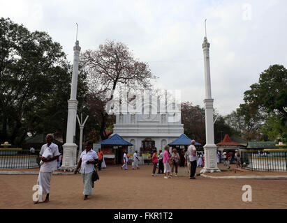 (160310)--COLOMBO, 10. März 2016 (Xinhua)--Sri Lanka Buddhisten und Touristen Angebot Gebete in die Heilige Stadt Anuradhapura in North Central Province, Sri Lanka, 9. März 2016. Diese heilige Stadt wurde gegründet, um einen Ausschnitt aus der "Baum der Erleuchtung", die Buddha Feigenbaum, brachte es im 3. Jahrhundert v. Chr. Der Baum, der aus der Branche wuchs in der Stadt Anuradhapura steht und gilt als ein Objekt großer Verehrung mit Zehntausenden Besuch Anuradhapura zu huldigen. Im Jahr 1982 war die Heilige Stadt Anuradhapura eingeschrieben als eine United Nations Educational, Sc Stockfoto