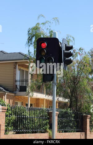 Rote Farbe auf TheTraffic Licht Stockfoto