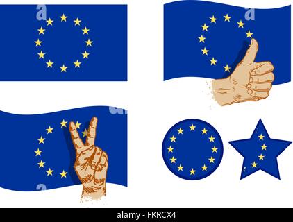 Europäischen Union Flag Icons Set. Vektor-illustration Stock Vektor