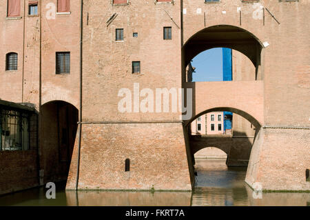 Detail des Schloss Estense in Ferrara, Italien Stockfoto