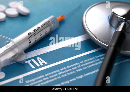 TIA - gedruckte Diagnose. Medizinisches Konzept. Stockfoto