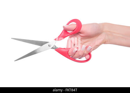 Rot Schere in der hand. Stockfoto