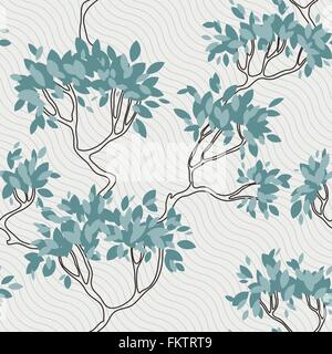 Nahtlose Vektormuster von Ästen mit Blätter Stock Vektor