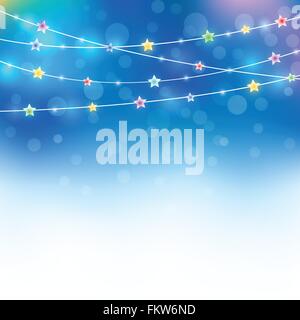 blaue magische Ferien Hintergrund mit farbigen Sterne und Licht-Effekt Stock Vektor