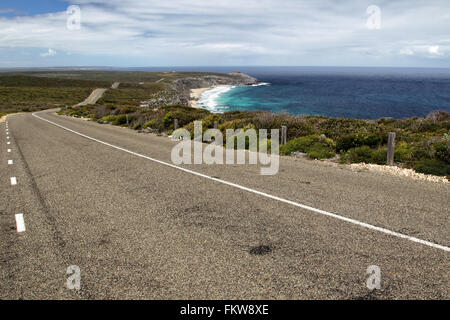 Coastal Landschaft mit Blick auf die Remarkable Rocks, einer natürlichen Felsformation im Flinders Chase Nationalpark auf Kangaroo ich Stockfoto